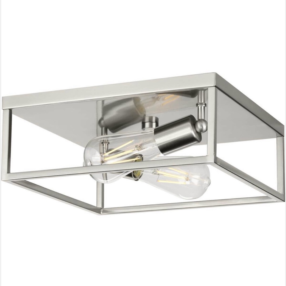 progress lighting flush mount ceiling Silver square Brushes Nickle  New